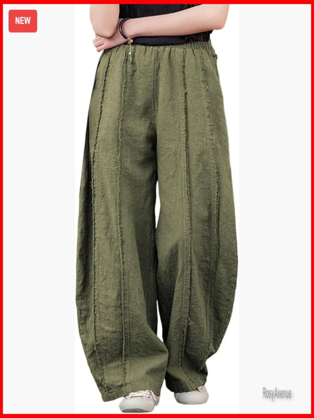Wide Leg Harem Pants Linen Cotton Raw Frayed Boho Lounge Trousers